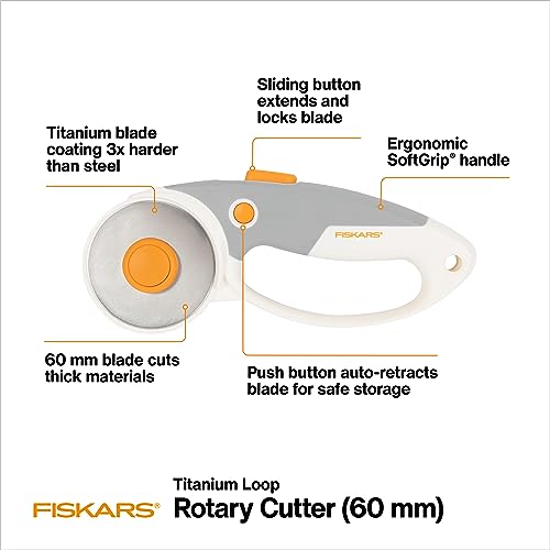 Fiskars 60mm Ergonomic Rotary Cutter for Fabric