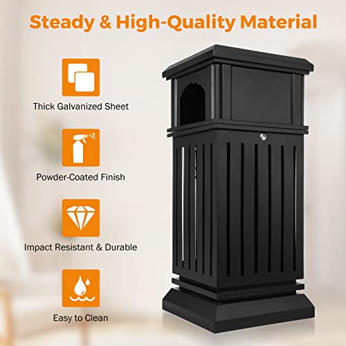BEAMNOVA Matte Black Stainless Steel Trash Can with Locking Lid