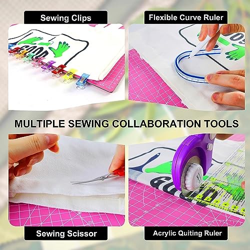 Rotary Cutter Set 38PCS 45mm Wheel for Sewing Quilting A3 Mat