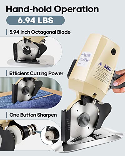 110V Automatic Sharpening Fabric Cutter - 4 Inch Handheld for Multi-Layer Materials