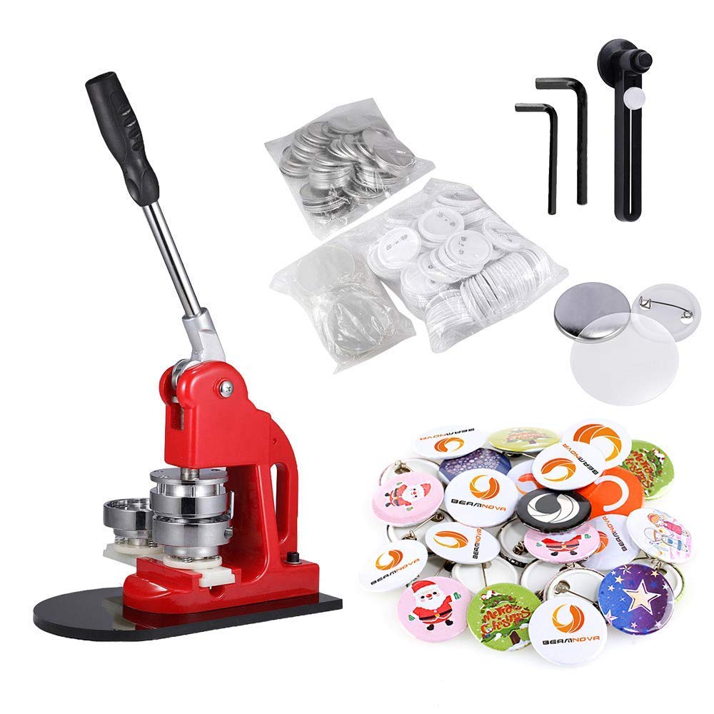 BEAMNOVA 58mm Button Badge Maker Bundle + 1500 Parts & Cutter