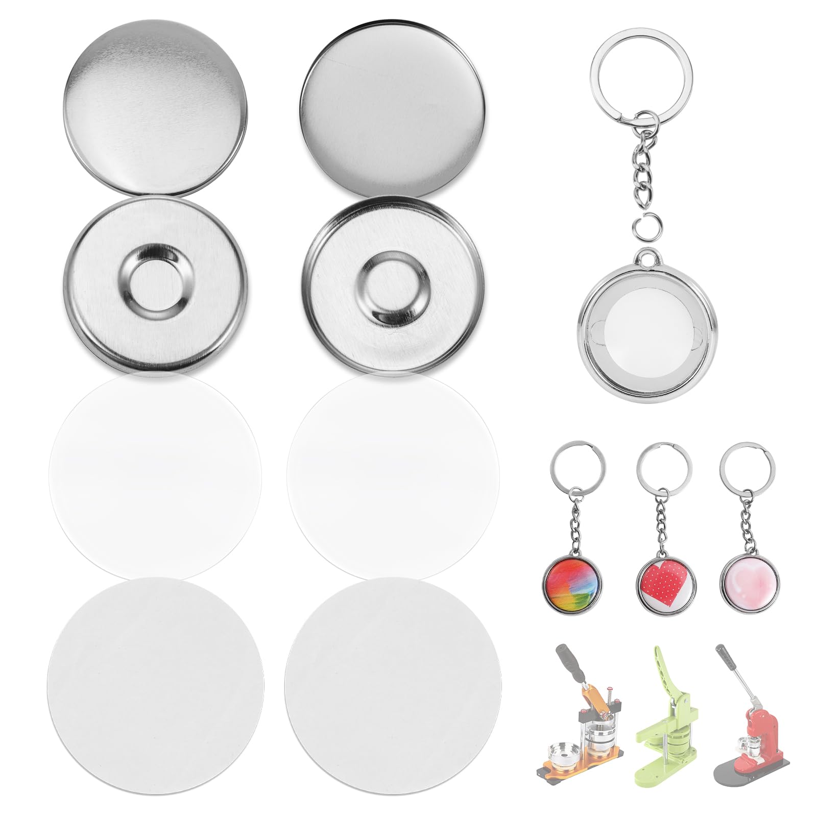 50 Sets of Metallic Buttons for 25mm Button Makers
