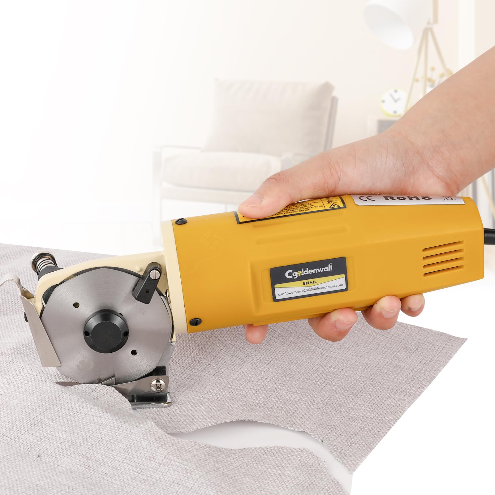 CGOLDENWALL Electric Fabric Cutter for Cloth, Leather & Carpet - 1 Thickness, Replacement Blades & Sharpening Stones, 11