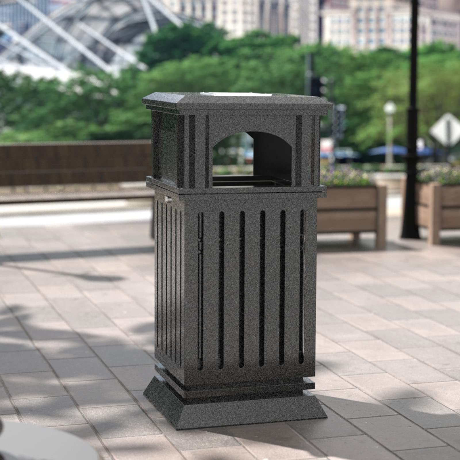 BEAMNOVA Matte Black Stainless Steel Trash Can with Locking Lid